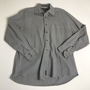 Tommy Hilfiger Button Up Shirt Mens XL Long Sleeve Blk 80's Two Ply Cotton‎ I104
